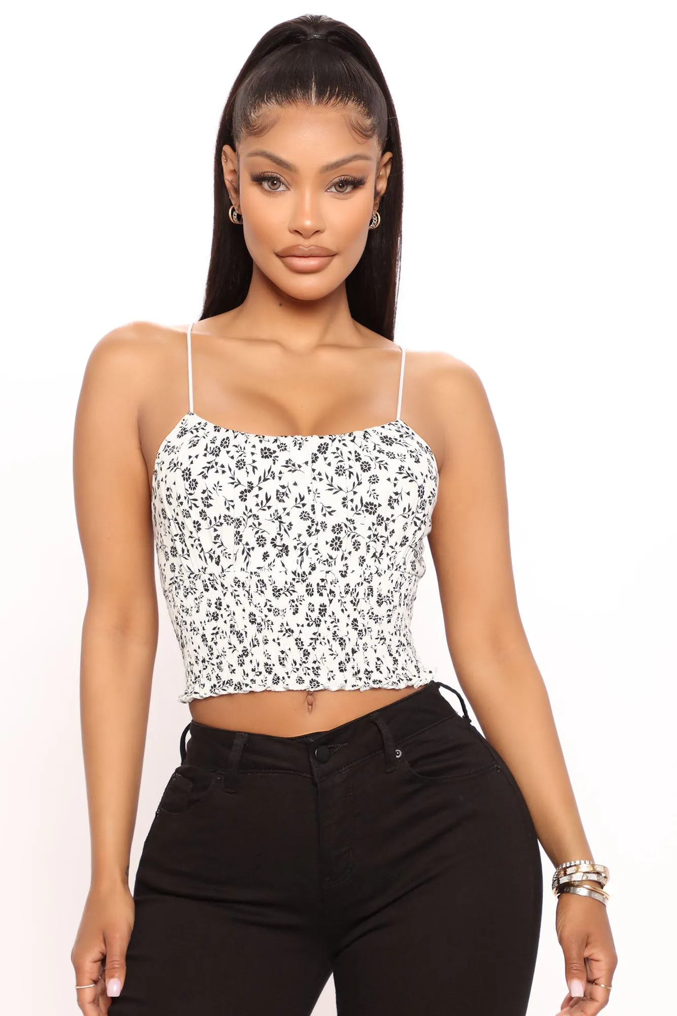 Addie Crop Tank Top - Off White