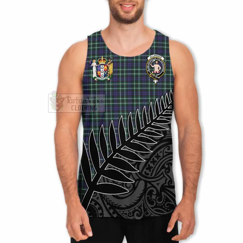 Allardice Crest Tartan Men's Tank Top with New Zealand Silver Fern Half Style