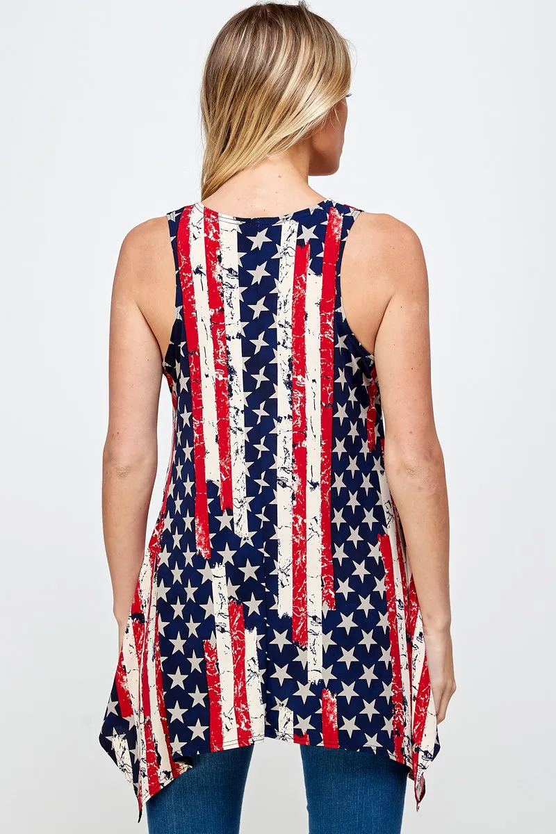 American Flag HIT Shark Bite Hem Tank- 2057HT-TRP1-W297