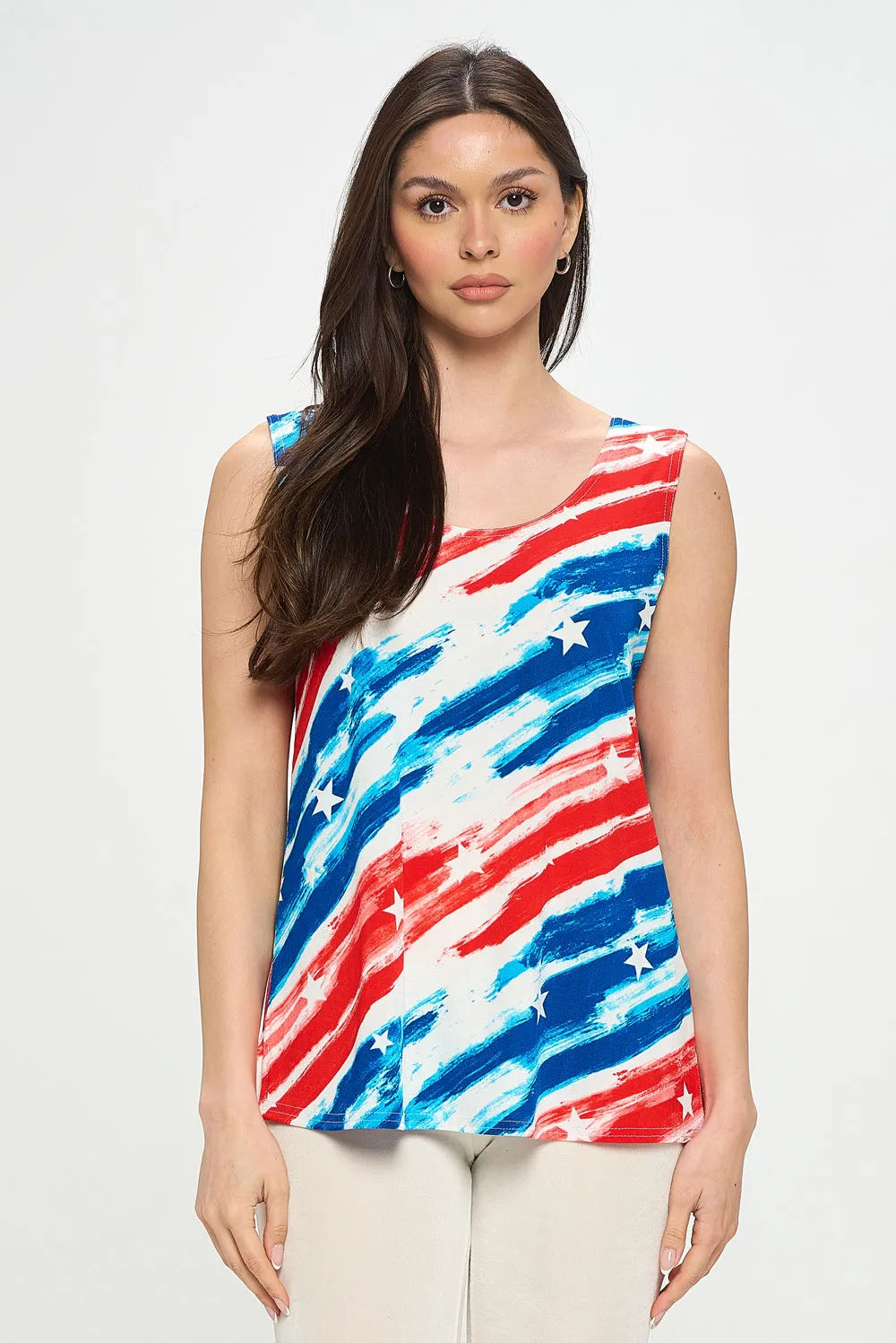 Americana BNS Print Sleeveless Tank Top-2060BN-TRP1-W384