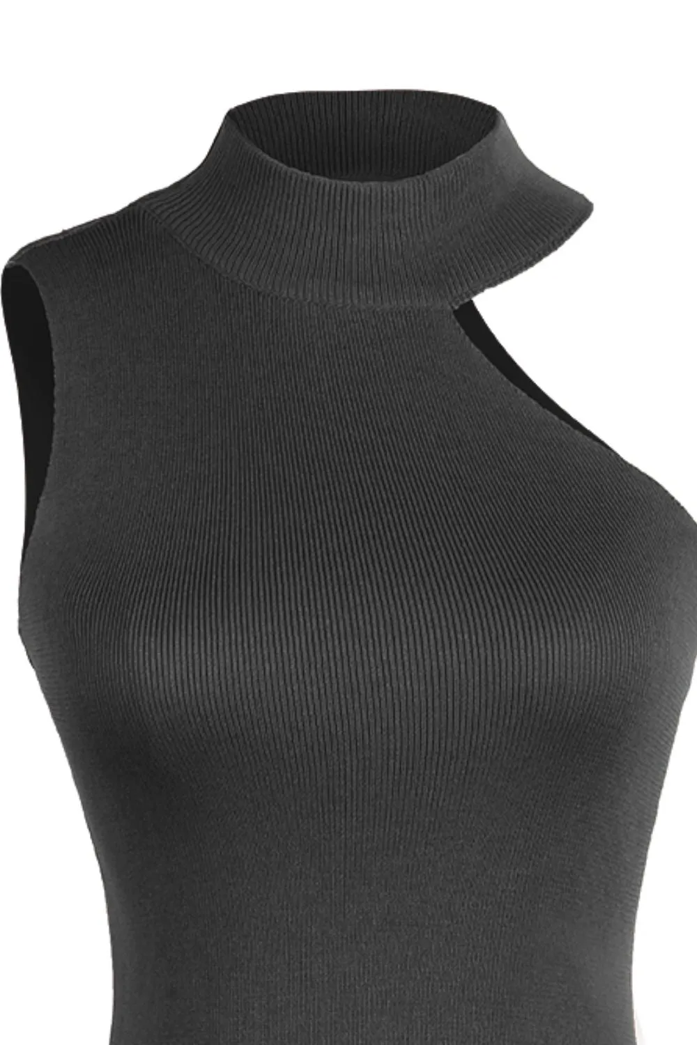 *APP EXCLUSIVE* Asymmetrical Sleeveless Rib-Knit Top