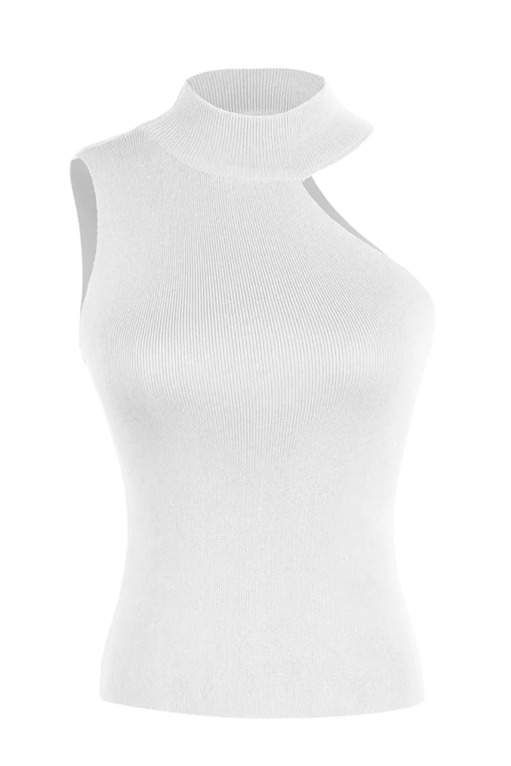 *APP EXCLUSIVE* Asymmetrical Sleeveless Rib-Knit Top