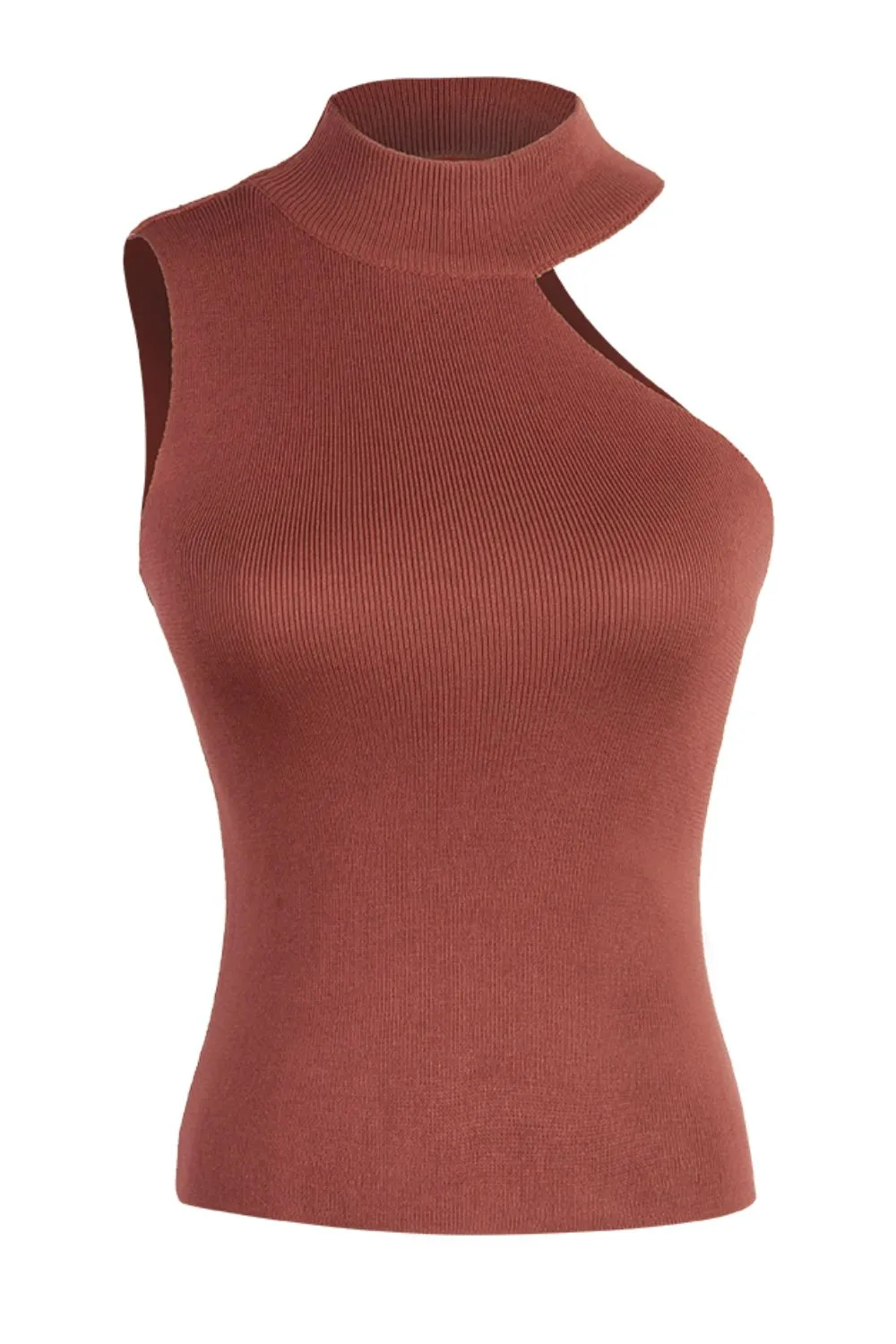 *APP EXCLUSIVE* Asymmetrical Sleeveless Rib-Knit Top