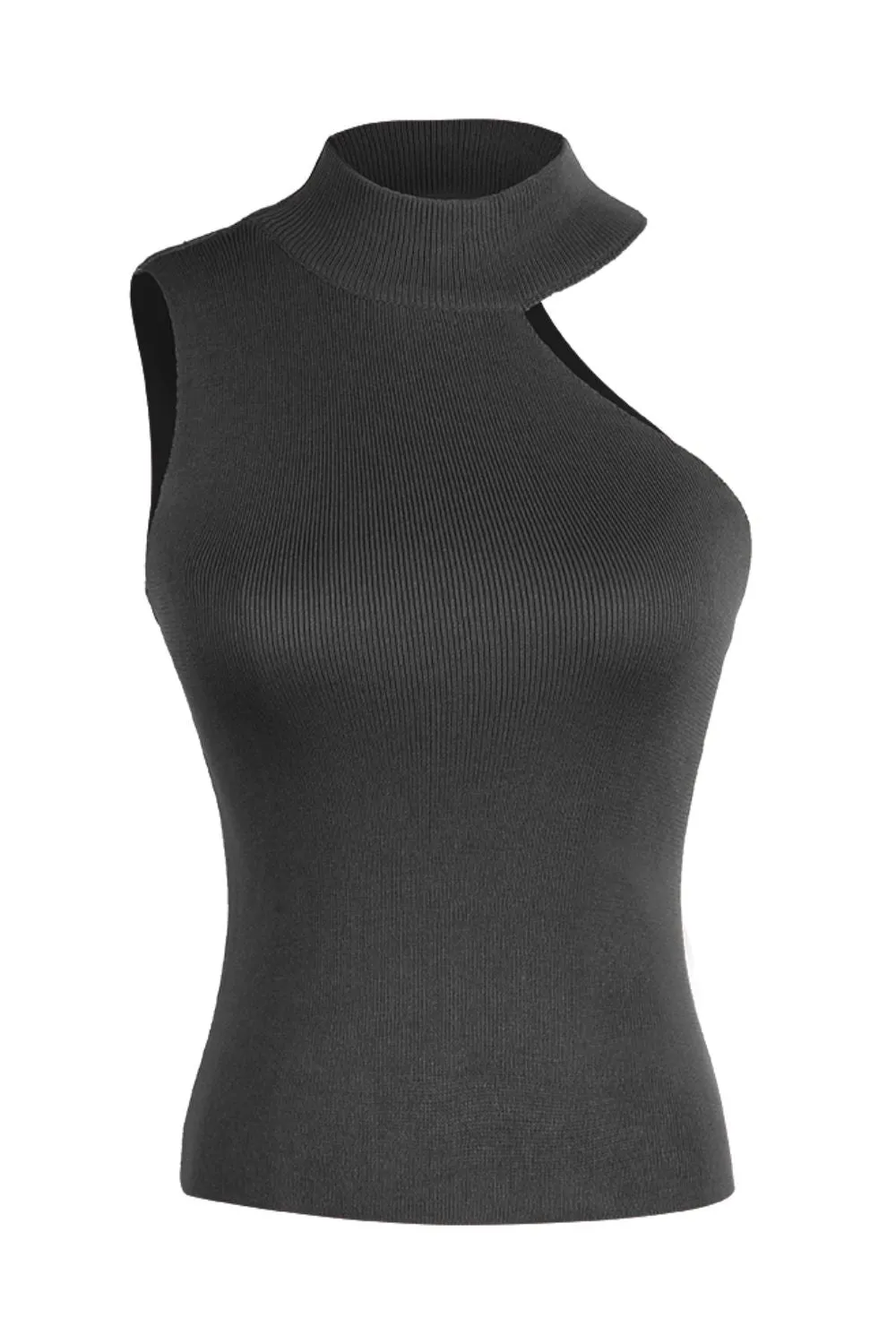 *APP EXCLUSIVE* Asymmetrical Sleeveless Rib-Knit Top