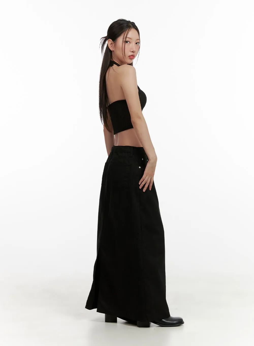 Asymmetrical Halter Crop Top CL431