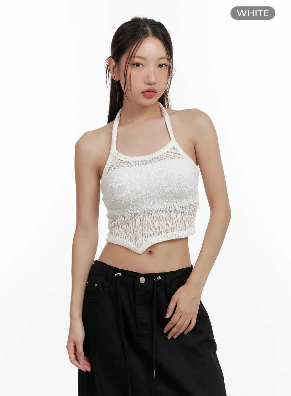 Asymmetrical Halter Crop Top CL431