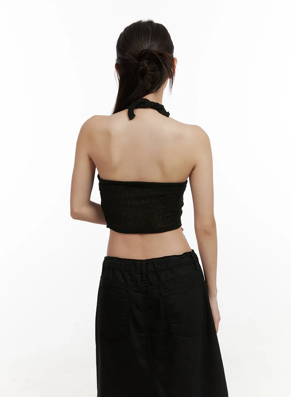 Asymmetrical Halter Crop Top CL431