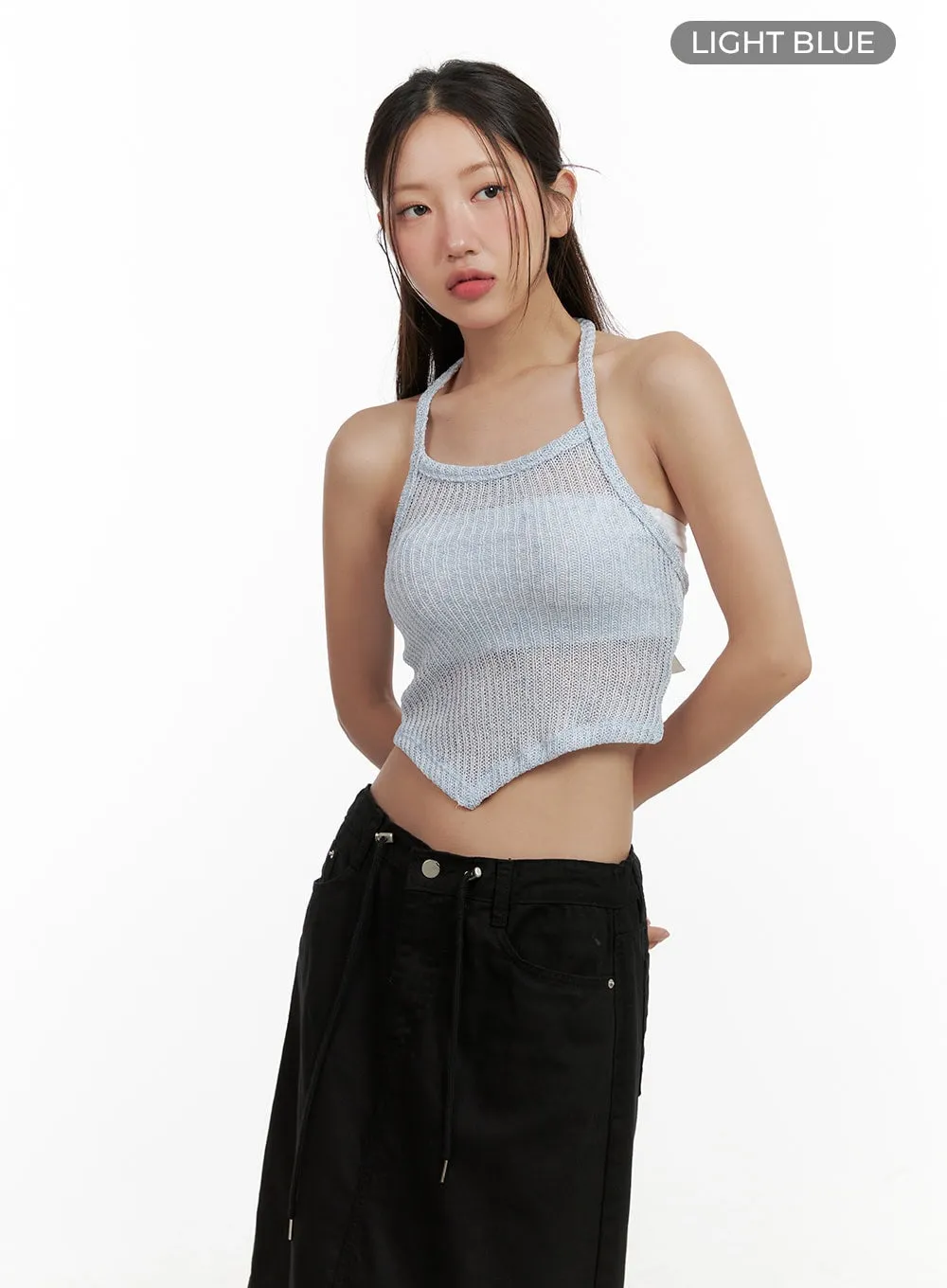 Asymmetrical Halter Crop Top CL431