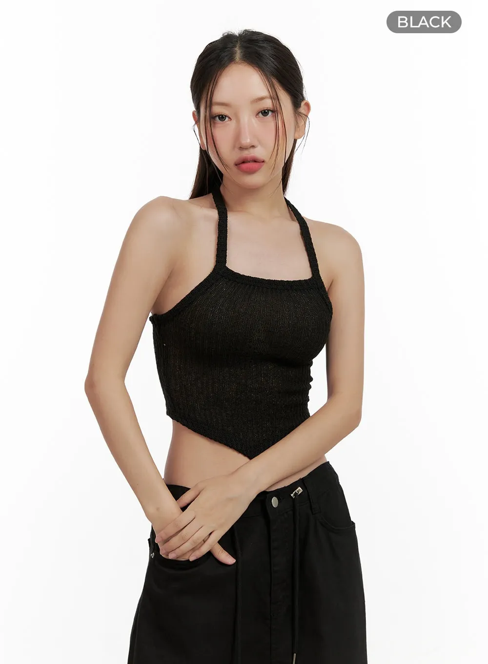 Asymmetrical Halter Crop Top CL431