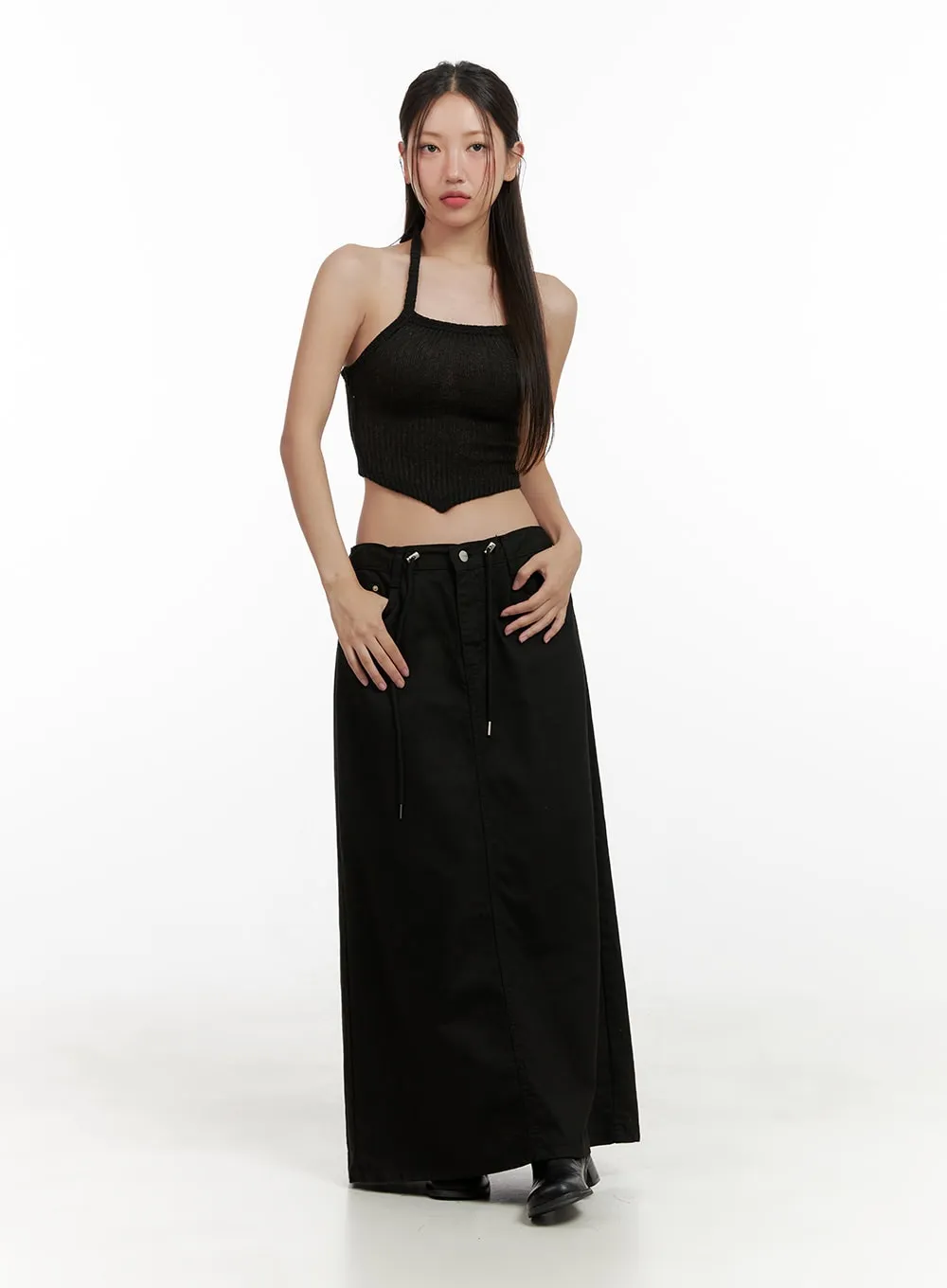 Asymmetrical Halter Crop Top CL431