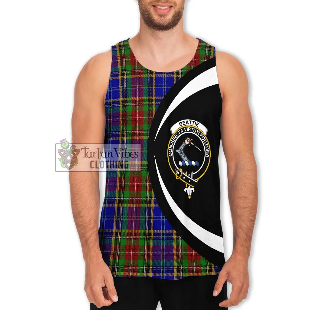 Beattie Tartan Men's Tank Top with Family Crest Circle Style