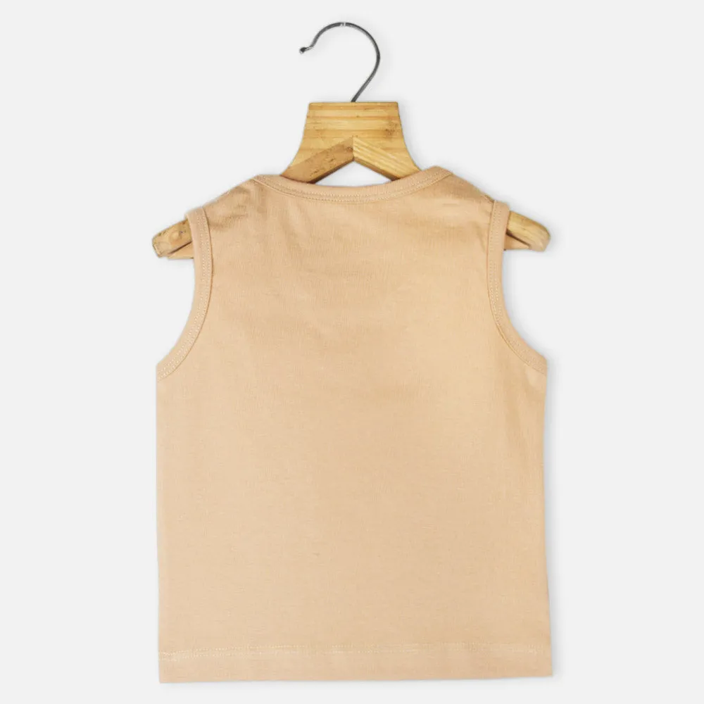 Beige Donald Duck Theme Tank T-Shirt