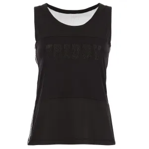 Black Active Tank Top with Racer Back & Mesh Inserts