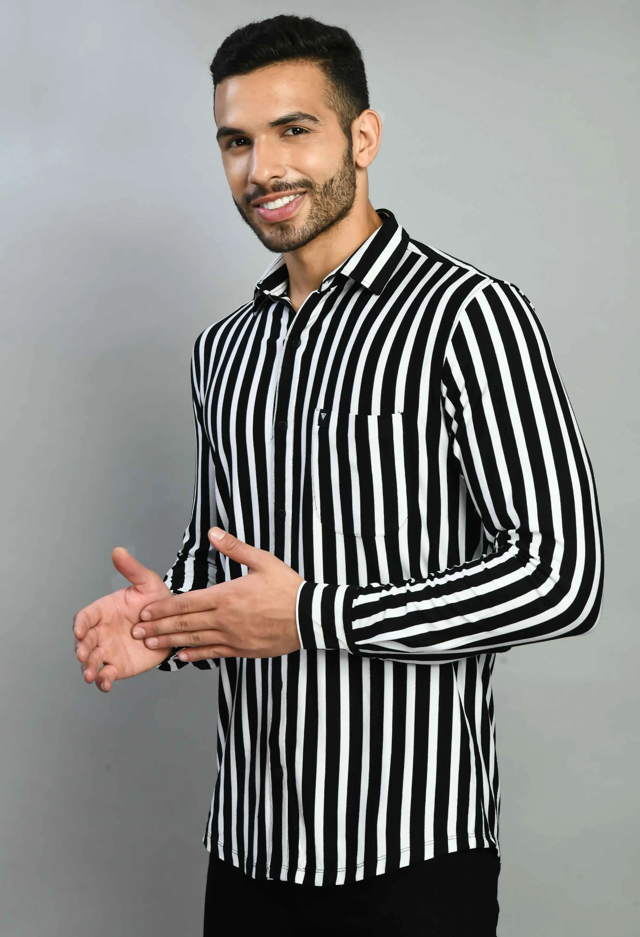 Black and White Casual Shirt for Men