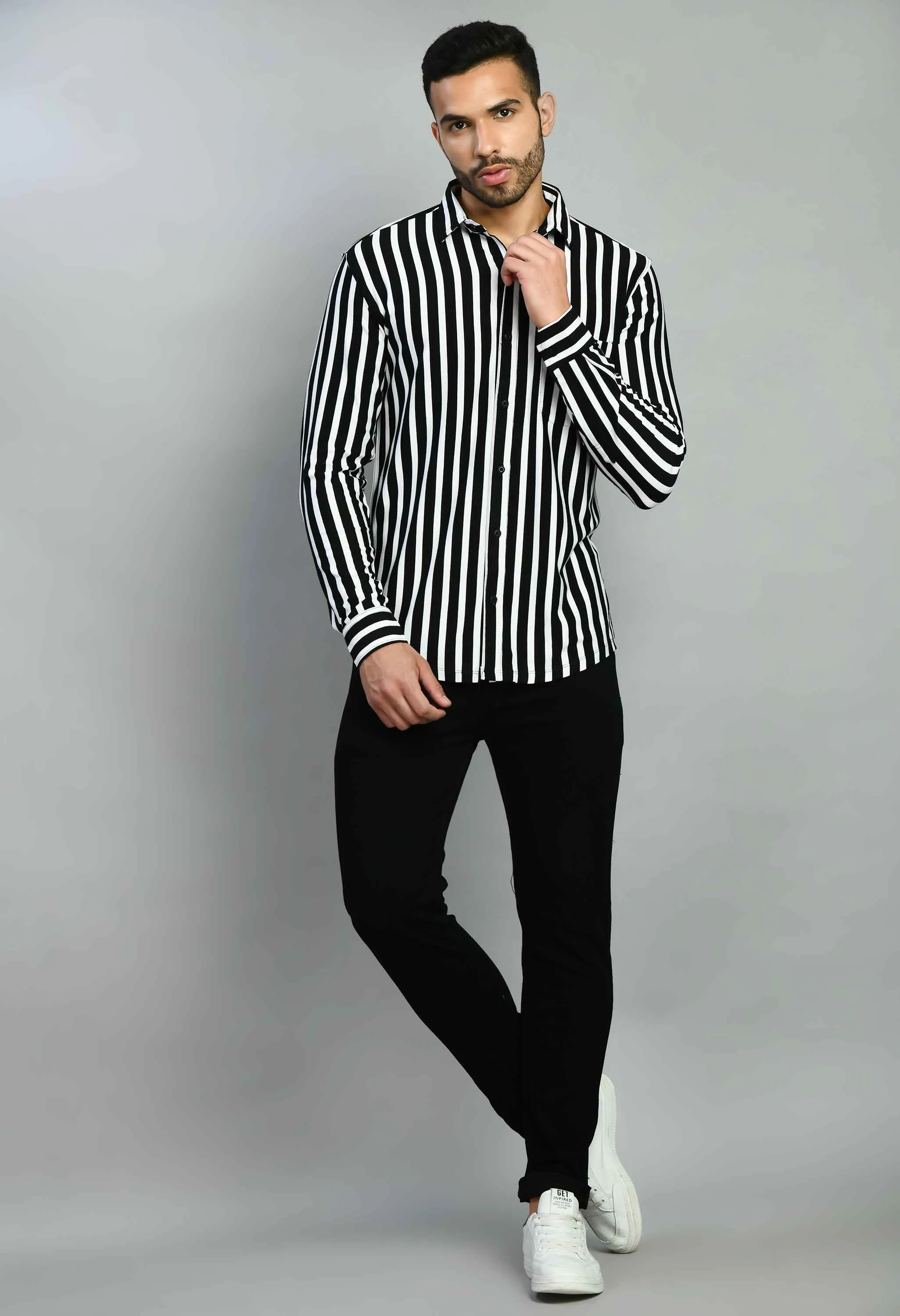 Black and White Casual Shirt for Men