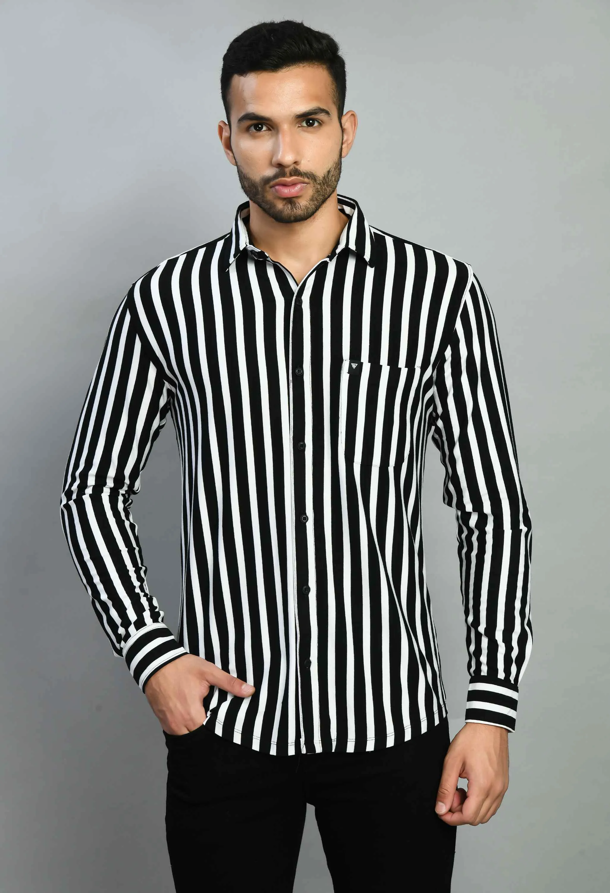 Black and White Casual Shirt for Men