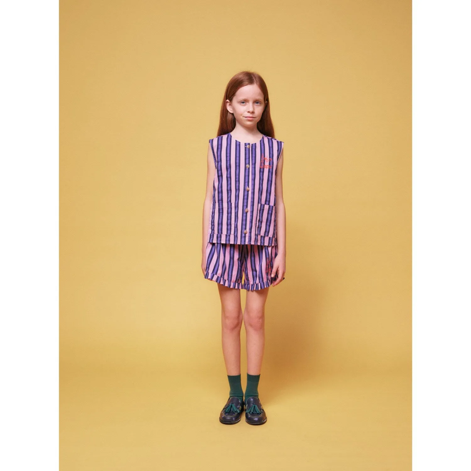 Bobo Choses Pink Stripes All Over Sleevless Shirt