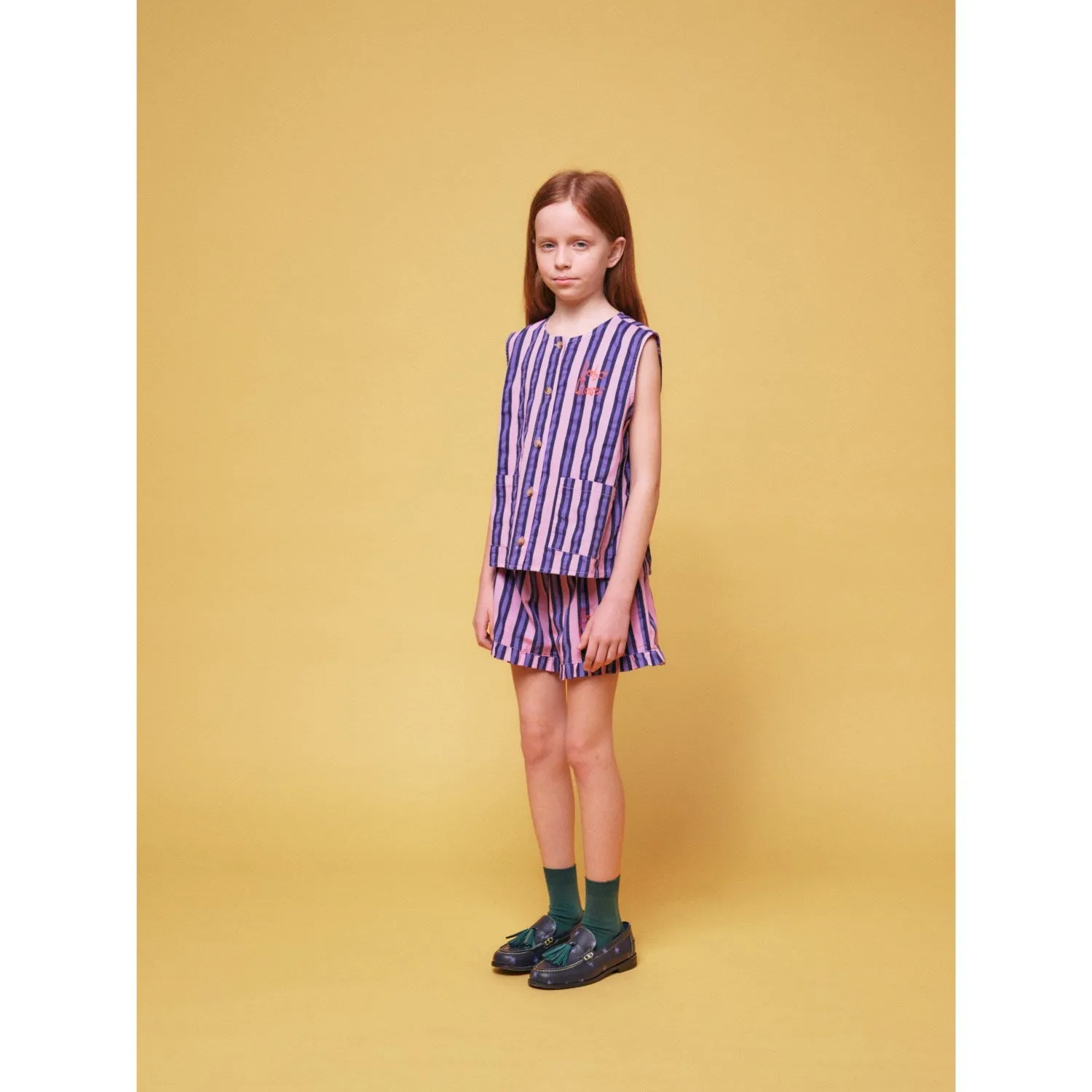 Bobo Choses Pink Stripes All Over Sleevless Shirt