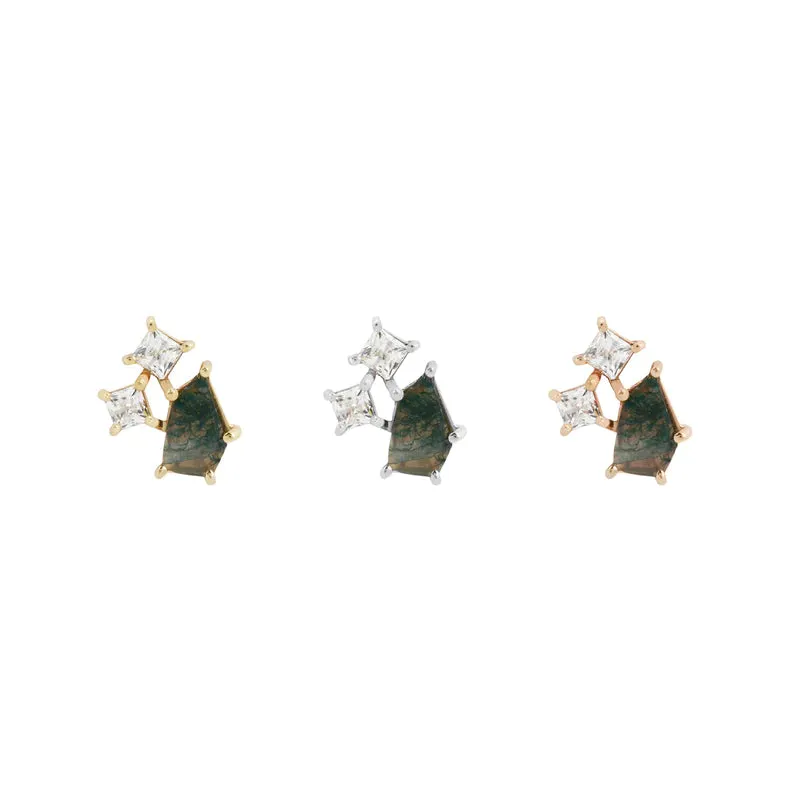 BUDDHA JEWELRY LYRA - MOSS AGATE   CZ - THREADLESS END