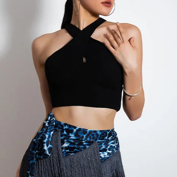 Catalina Halter Neck Latin Dance Crop Top