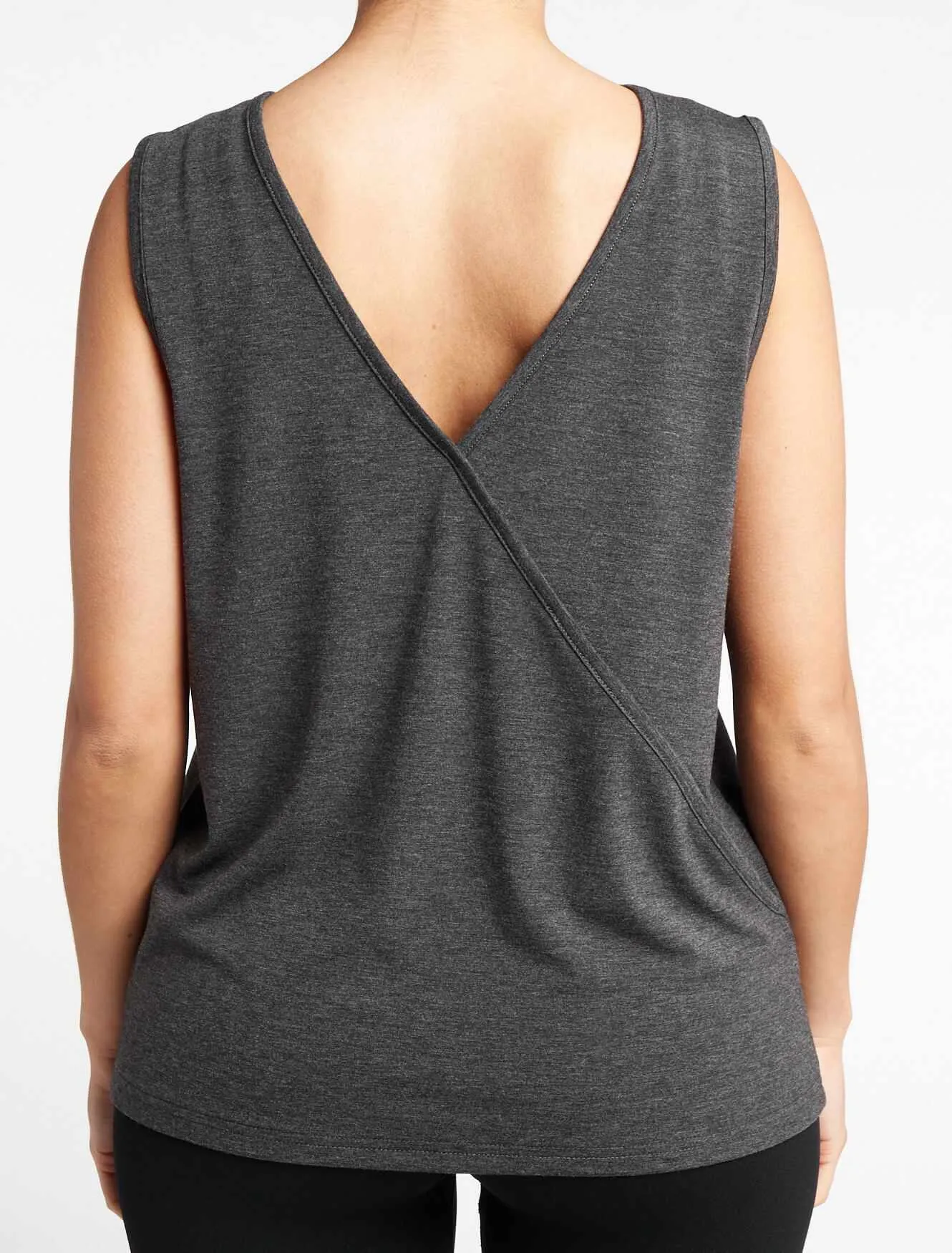 Crossover Tank Top - Charcoal Marl