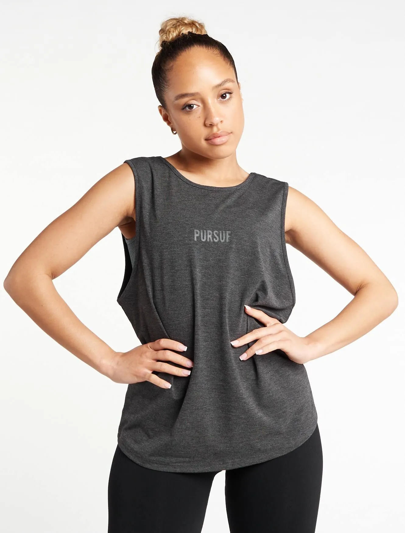 Crossover Tank Top - Charcoal Marl