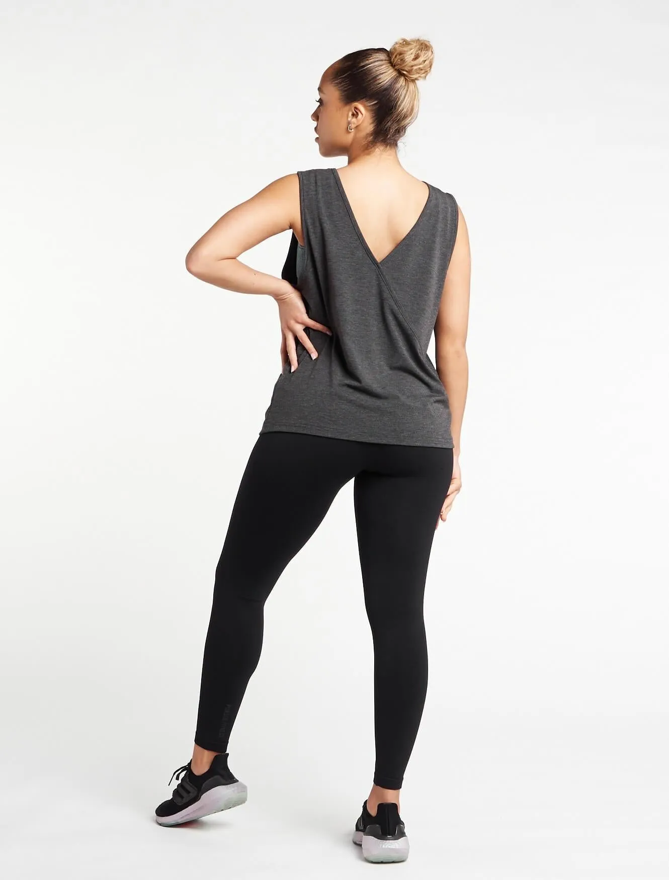 Crossover Tank Top - Charcoal Marl