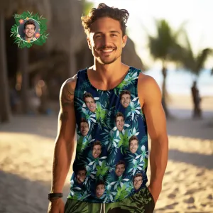 Custom Face Tank Tops Men's Sleeveless Shirt Leaves Petal