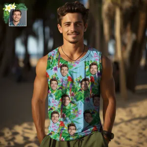 Custom Thick Face Tank Tops Men's Sleeveless Shirt Parrot