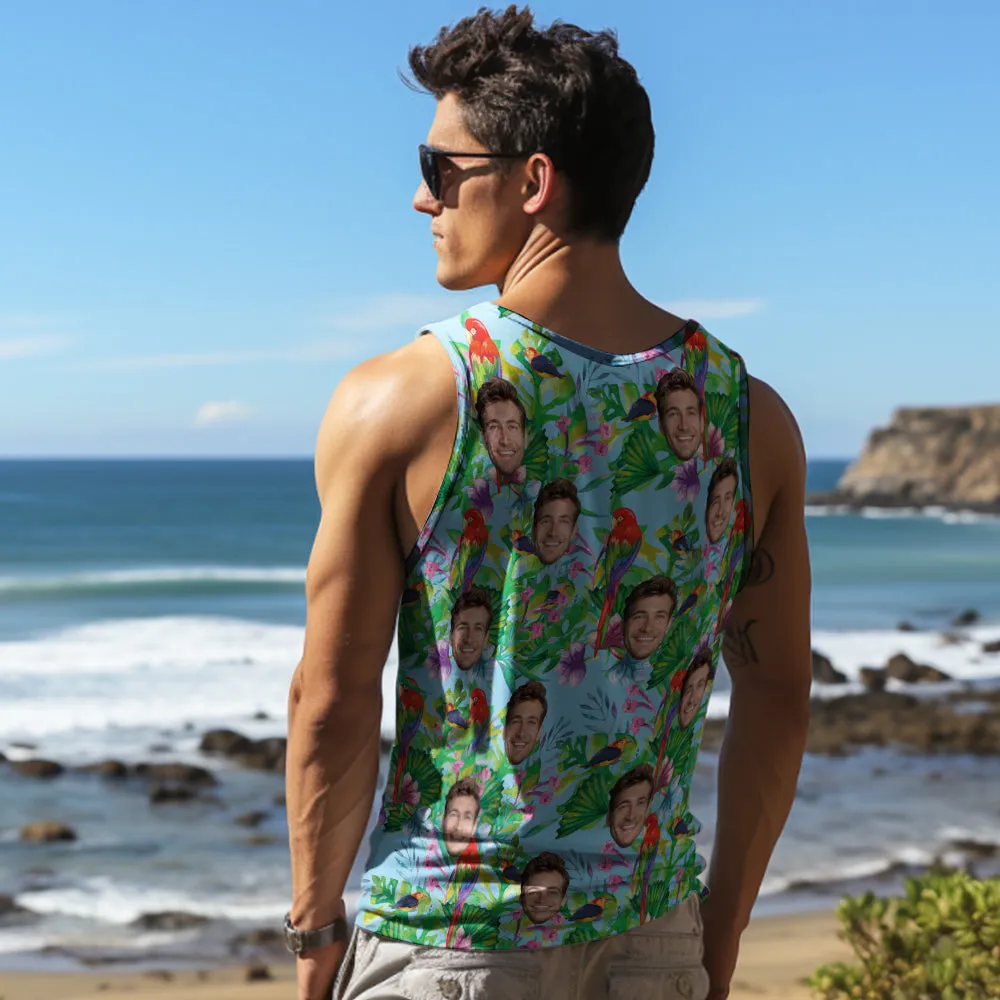 Custom Thick Face Tank Tops Men's Sleeveless Shirt Parrot