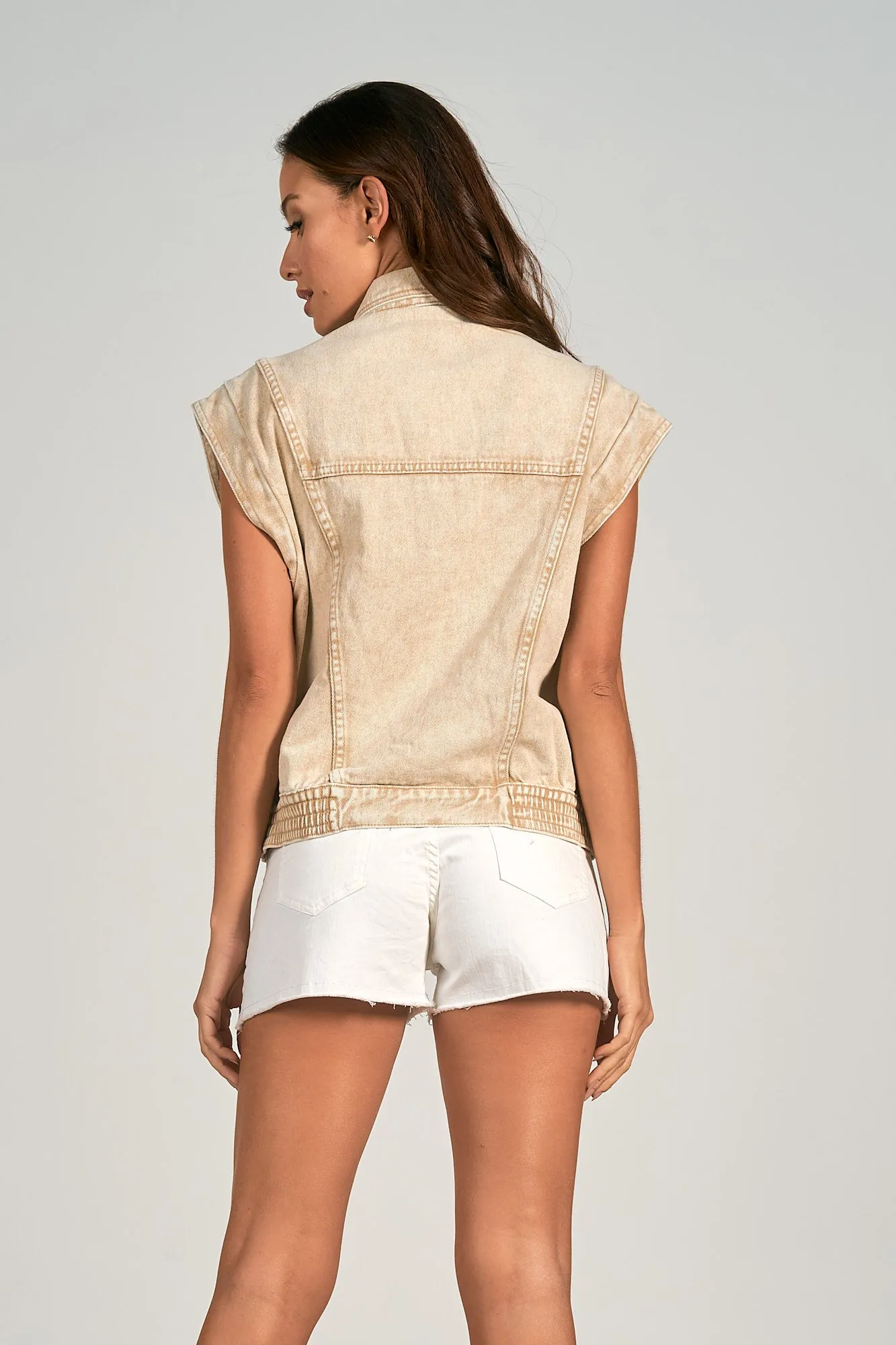 Elan Tan Wash Denim Vest