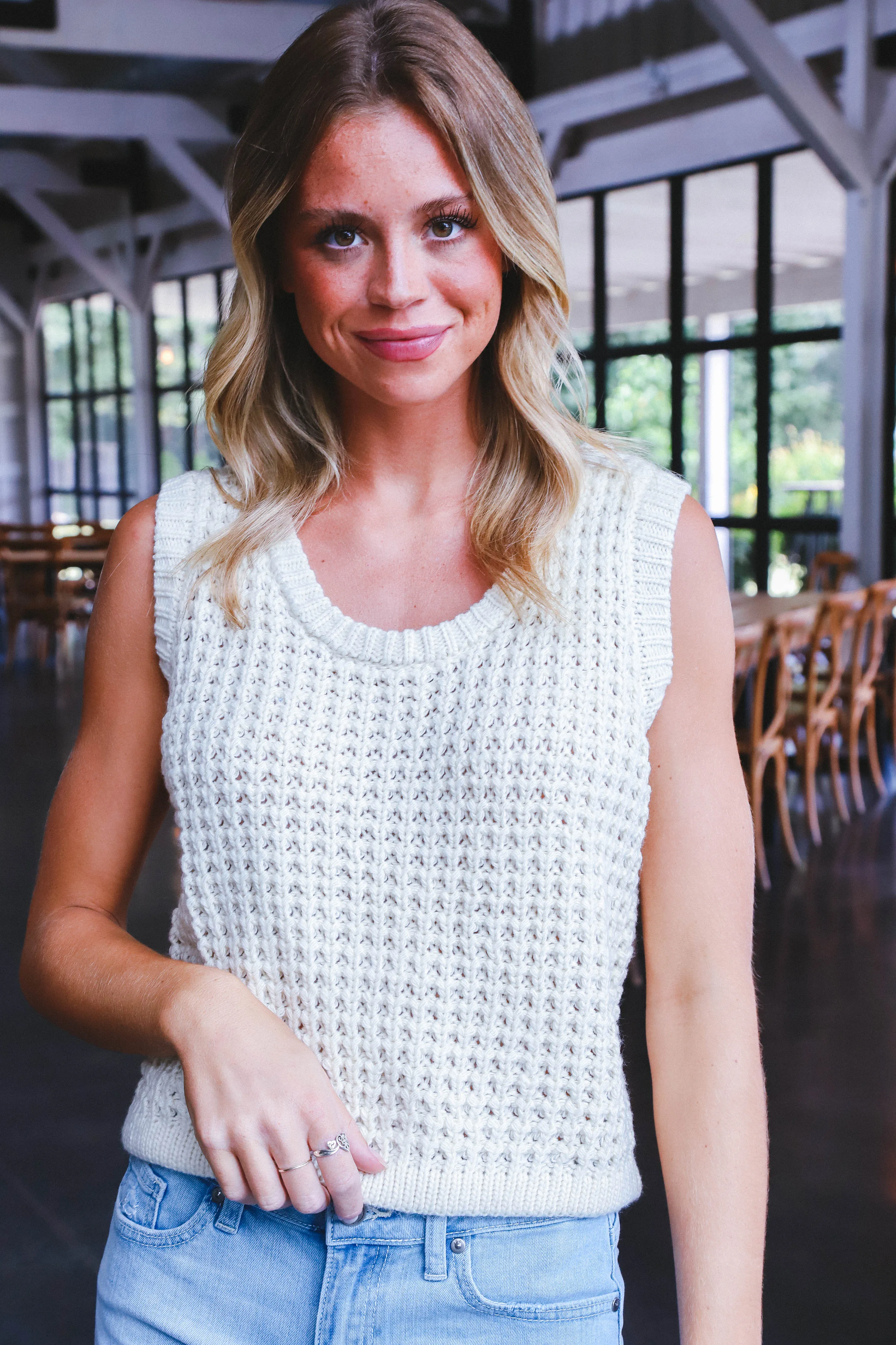 Elsie Sweater Tank, Ivory | Sadie & Sage