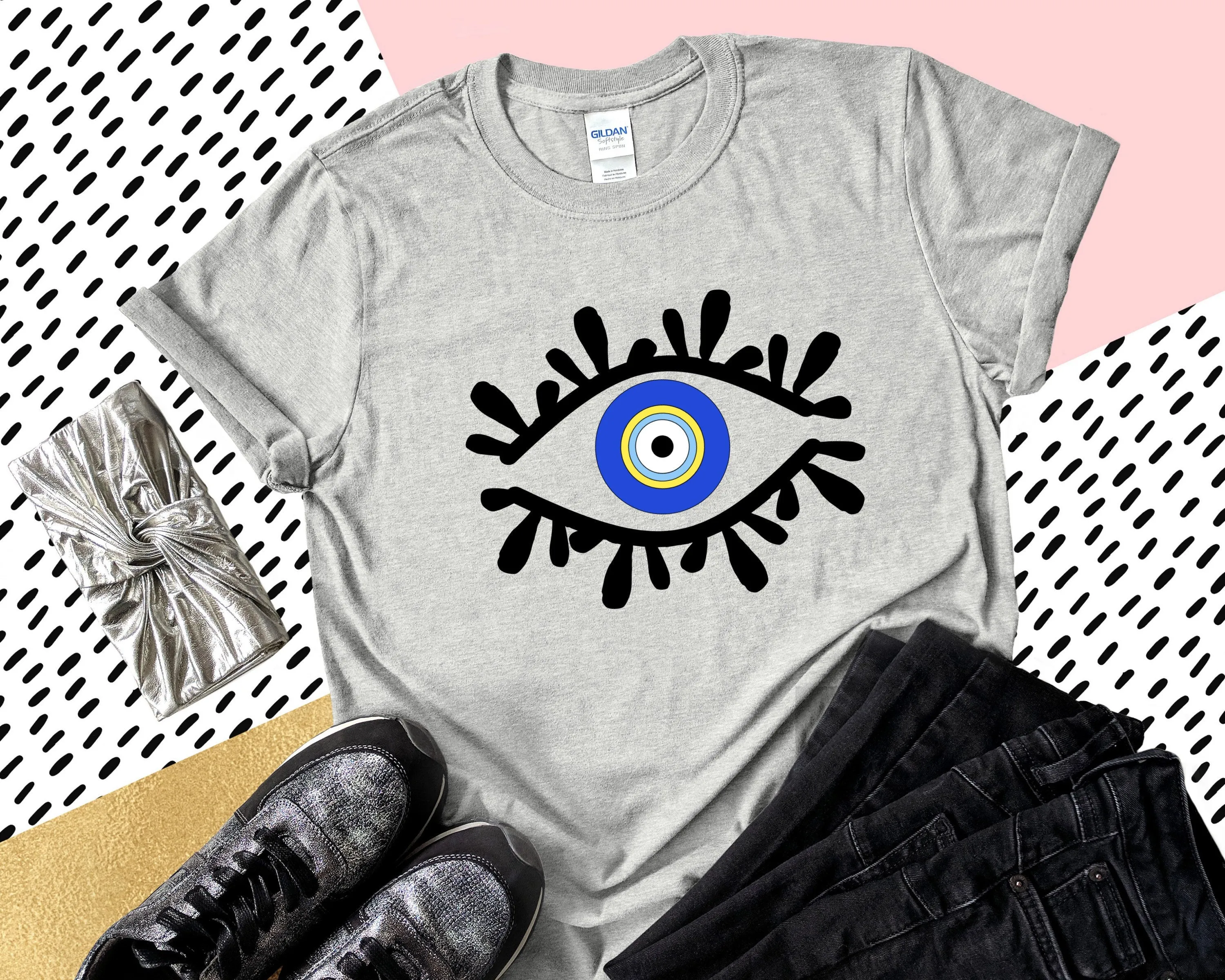 Evil Eye Design T shirt With Amida By Zaa