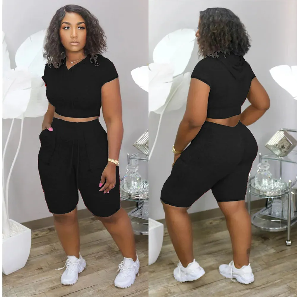 Fly Girl Casual Shorts Set Plus Size