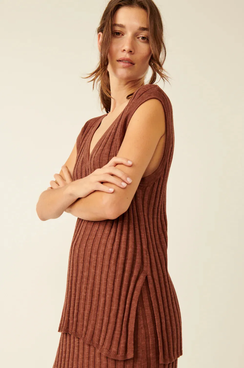 Free People Veda Sweater Set - BROWN OWL