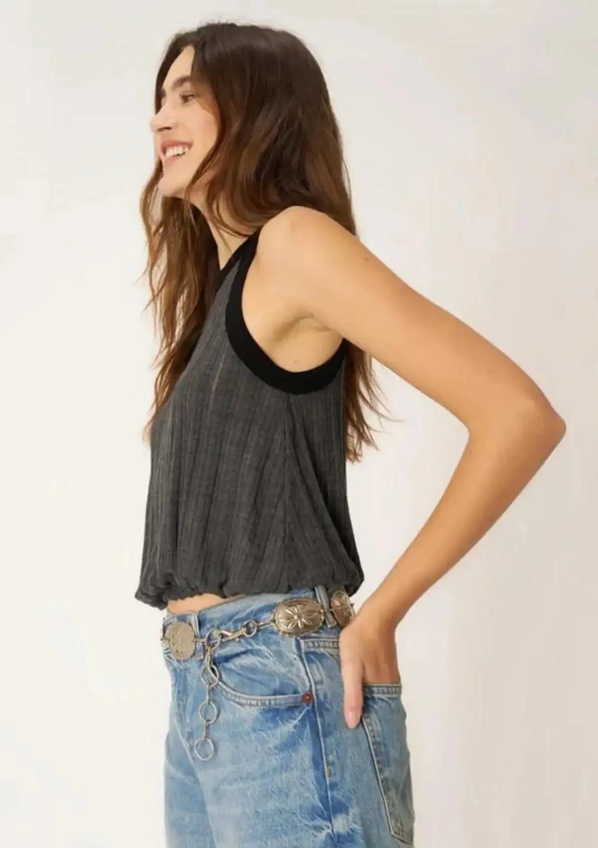 Groovy Textured Bubble Tank - Black