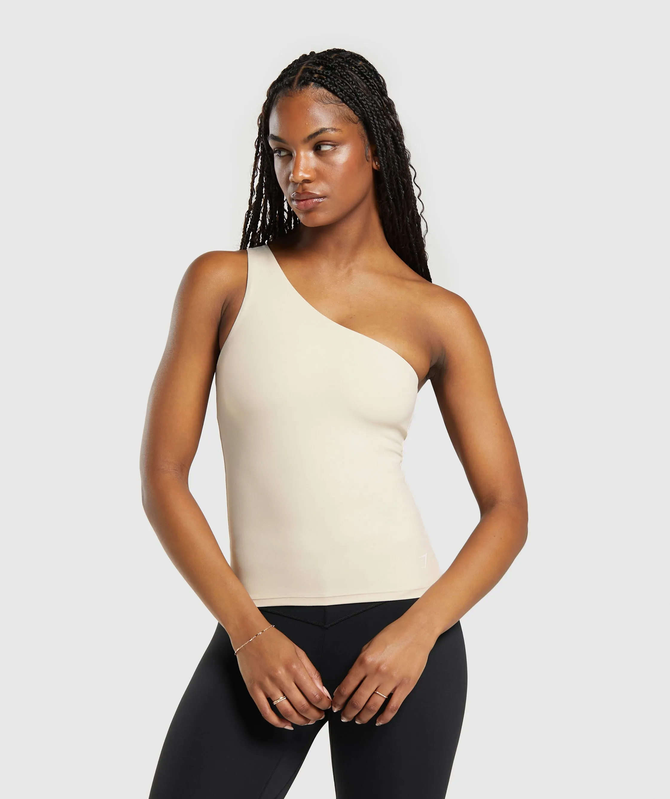 Gymshark Asymmetric Shelf Tank - Ecru White