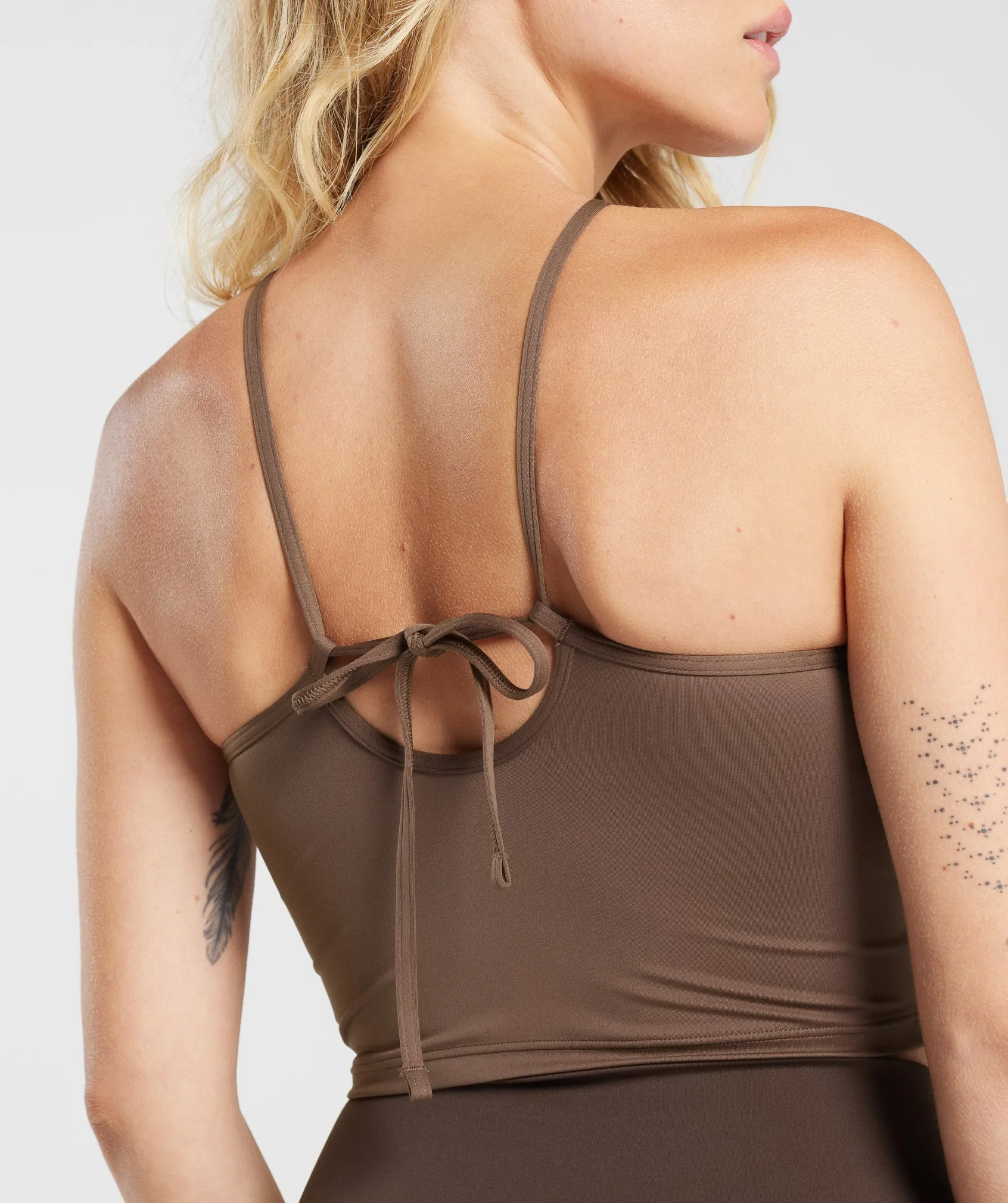 Gymshark Everyday Halter Neck Ribbon Tank - Soft Brown