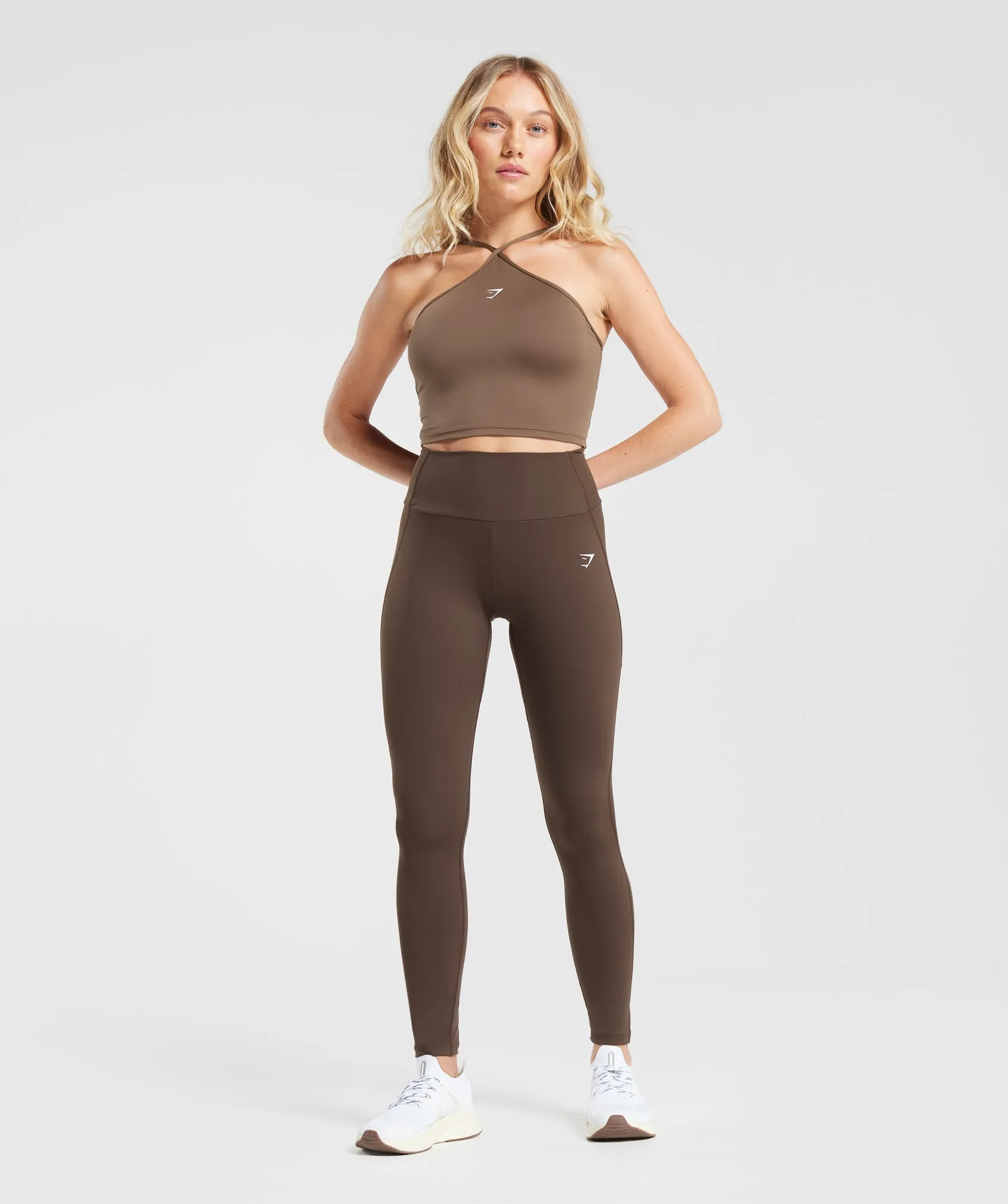 Gymshark Everyday Halter Neck Ribbon Tank - Soft Brown