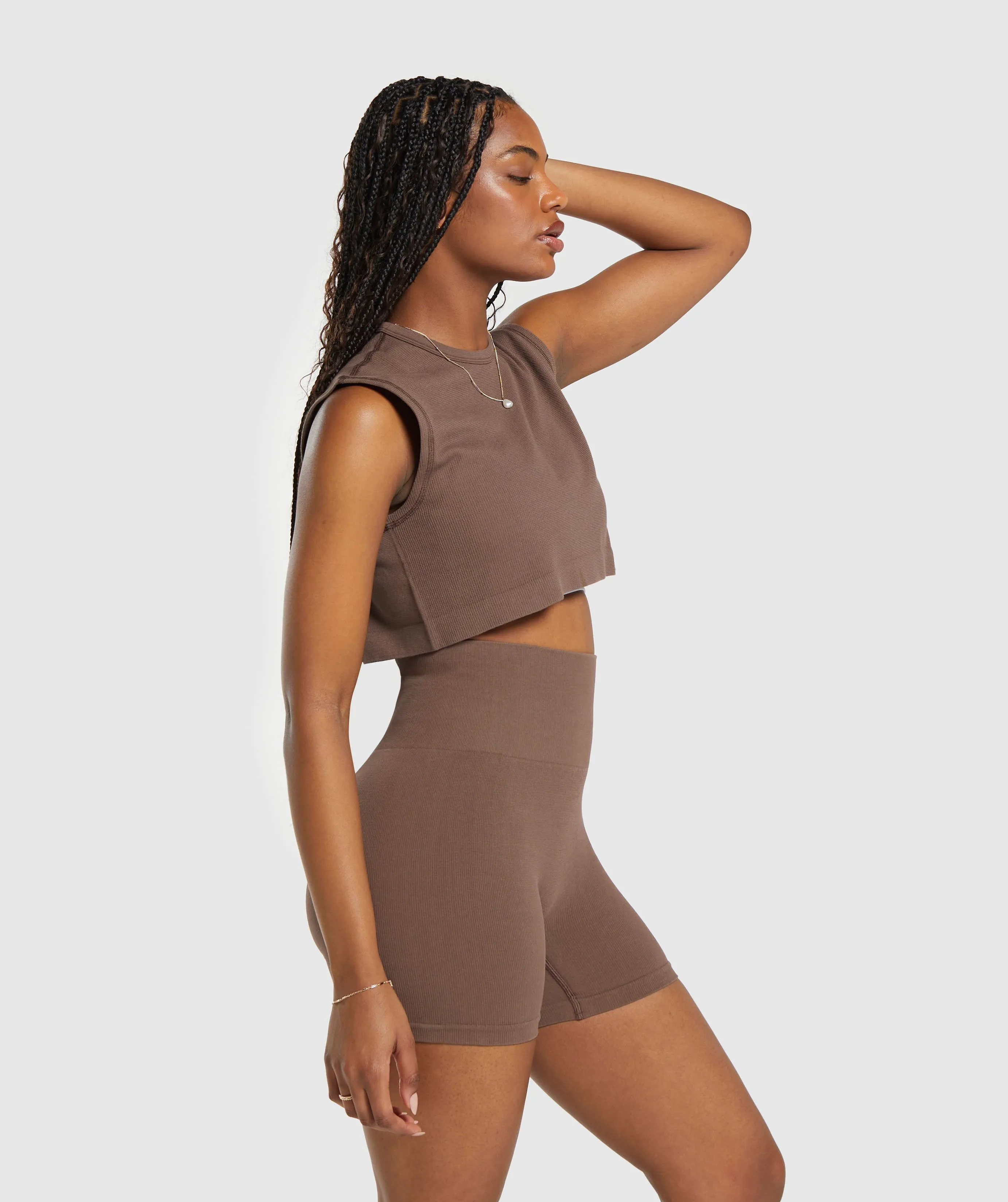 Gymshark Ribbed Cotton Seamless Tank - Soft Brown