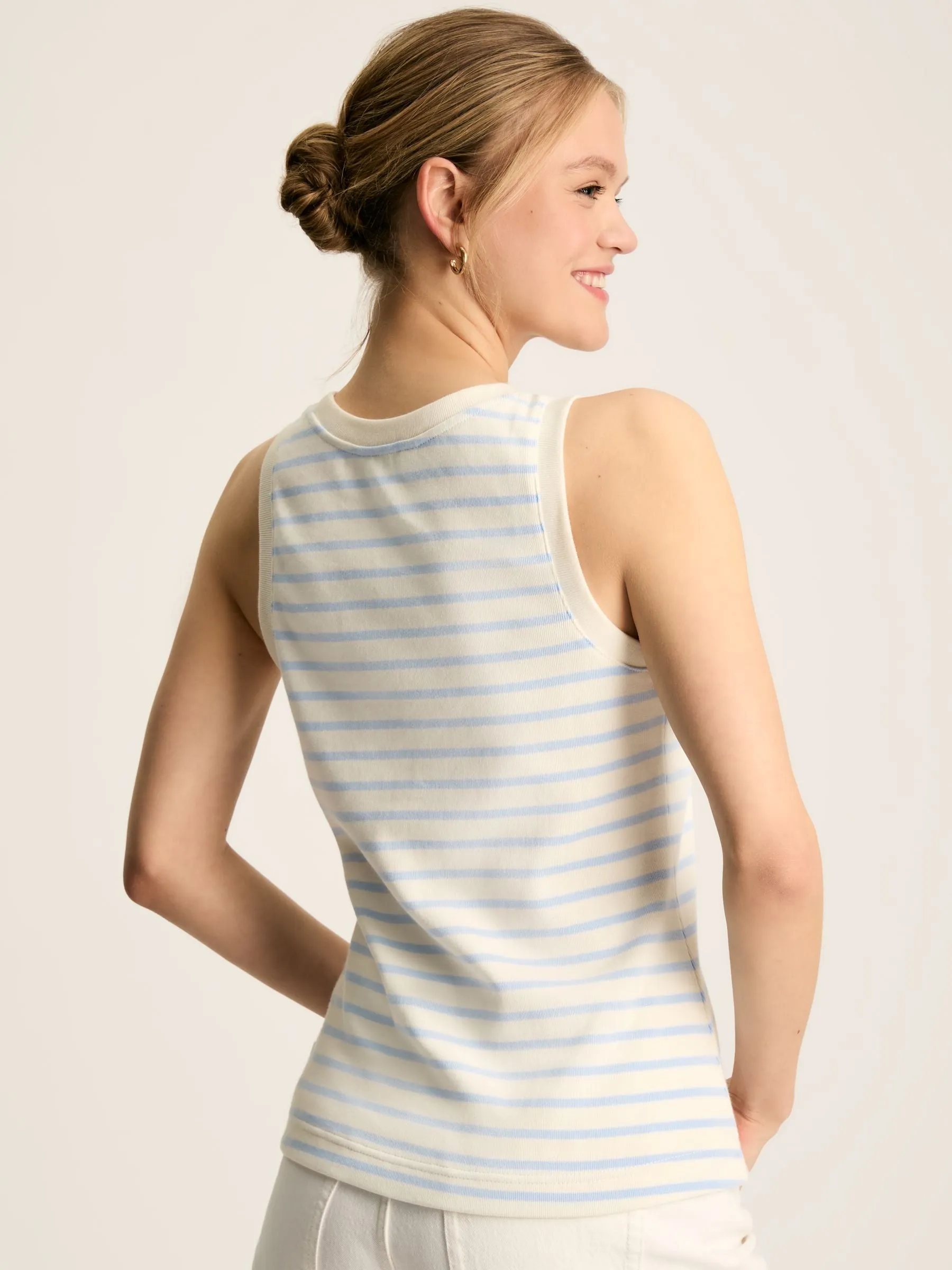 Harbour Cream & Blue Striped Jersey Vest