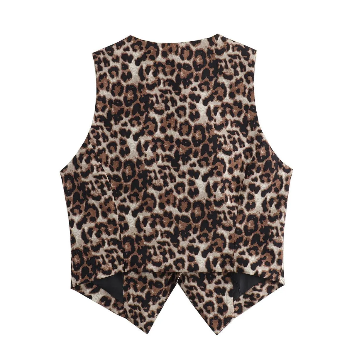 Ladies V-shaped Collar Single Breasted Animal Print Vest SKT4678