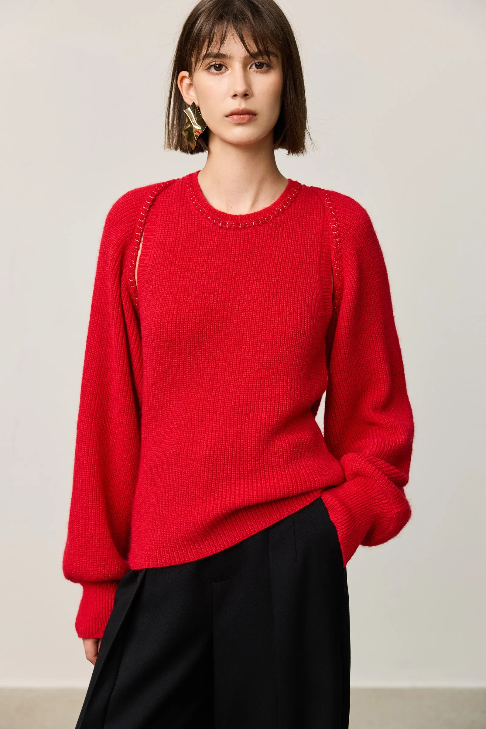 LILY New Year Red Knit Cardigan and Tank Set