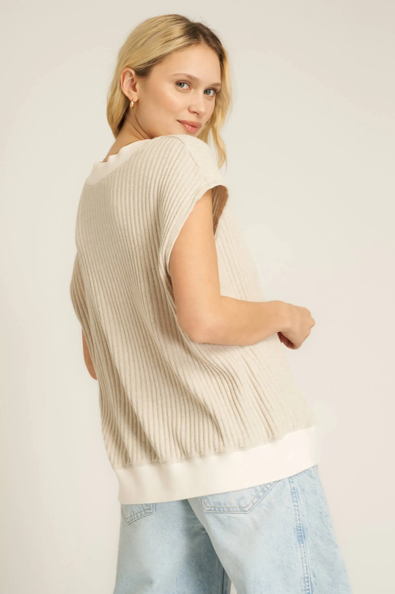 Lost in Love Oversized Sweater Vest - Mother of Pearl