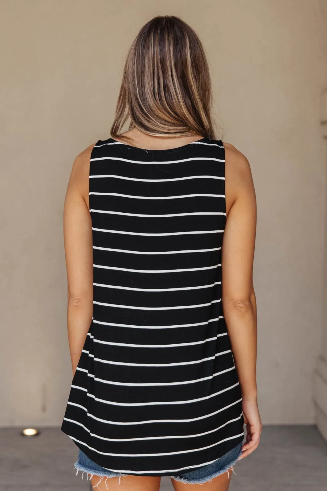 Marina Stripe Tank in Black