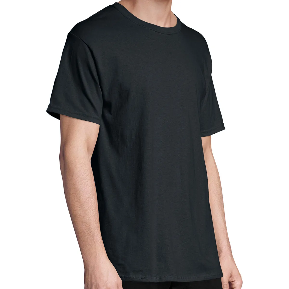 Men's Everyday Short Sleeve Crewneck T-Shirt - Plain Black Comfort Soft 100% Cotton (Pack of 4)