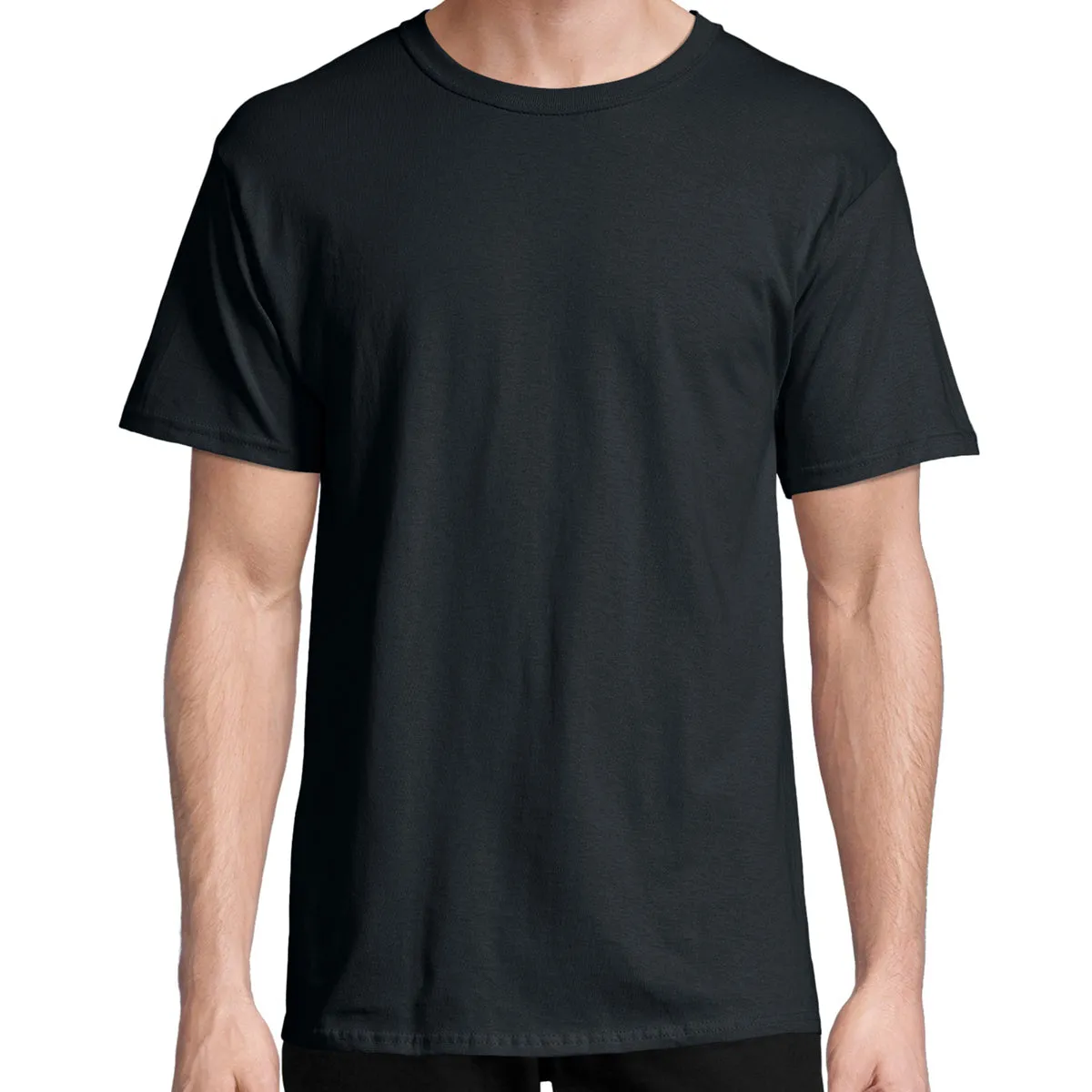 Men's Everyday Short Sleeve Crewneck T-Shirt - Plain Black Comfort Soft 100% Cotton (Pack of 4)