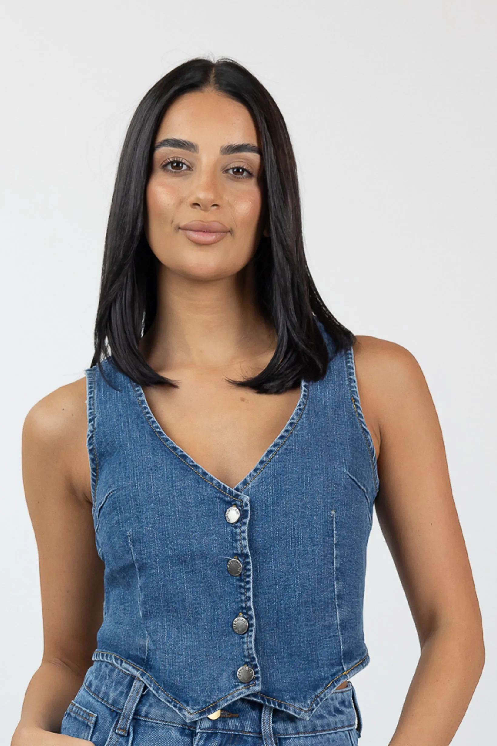 Mid Wash Denim Top