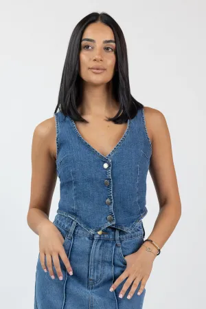 Mid Wash Denim Top