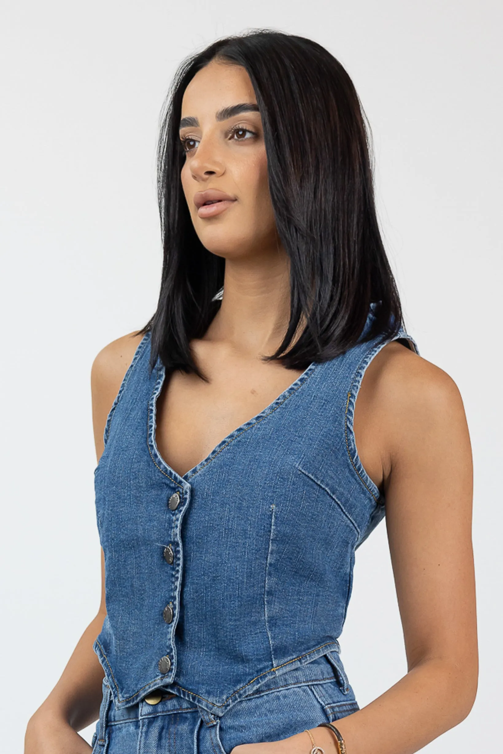 Mid Wash Denim Top